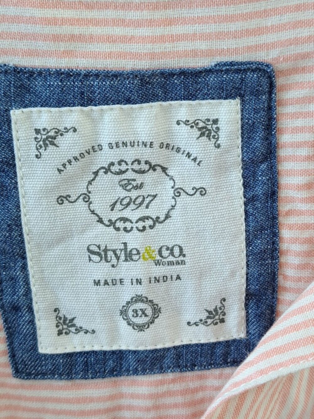 New Size 3XL Style & Co Womens Railroad Embroidered Button-Down Shirt Roll-Tab - Picture 2 of 12